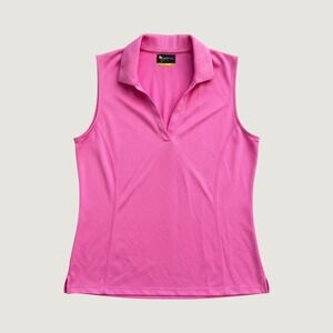 Jack Nicklaus Womens Pink Sleeveless Golf Polo Golden  Bear Logo Size Medium